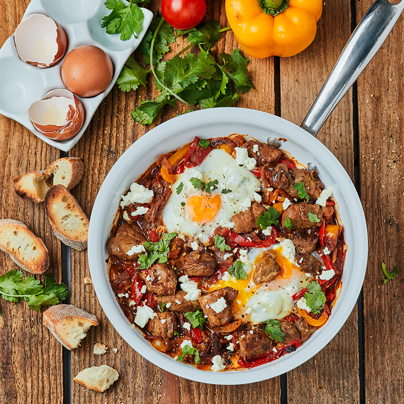 Shakshuka à l’épaule d’agneau grillée