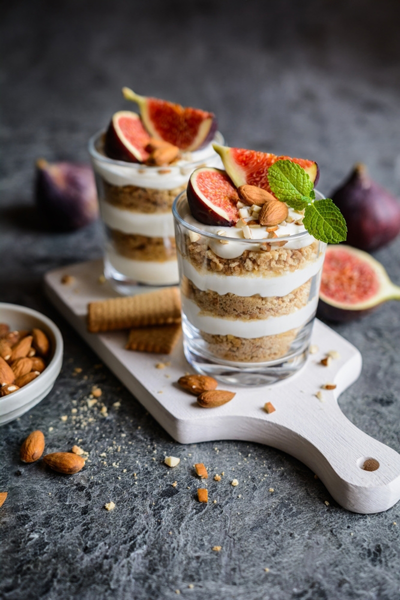 Parfait au mascarpone, figues, petits beurre et amandes