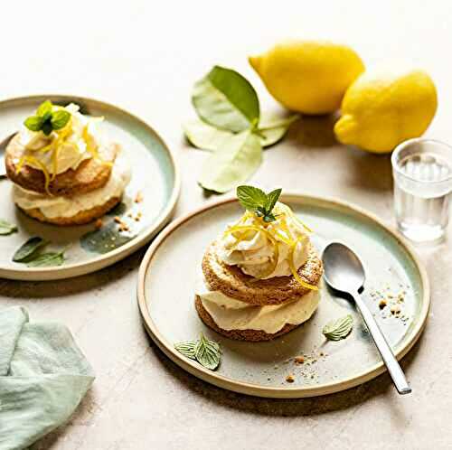 Mousse au cheesecake, sablés bretons et zestes de citron confit