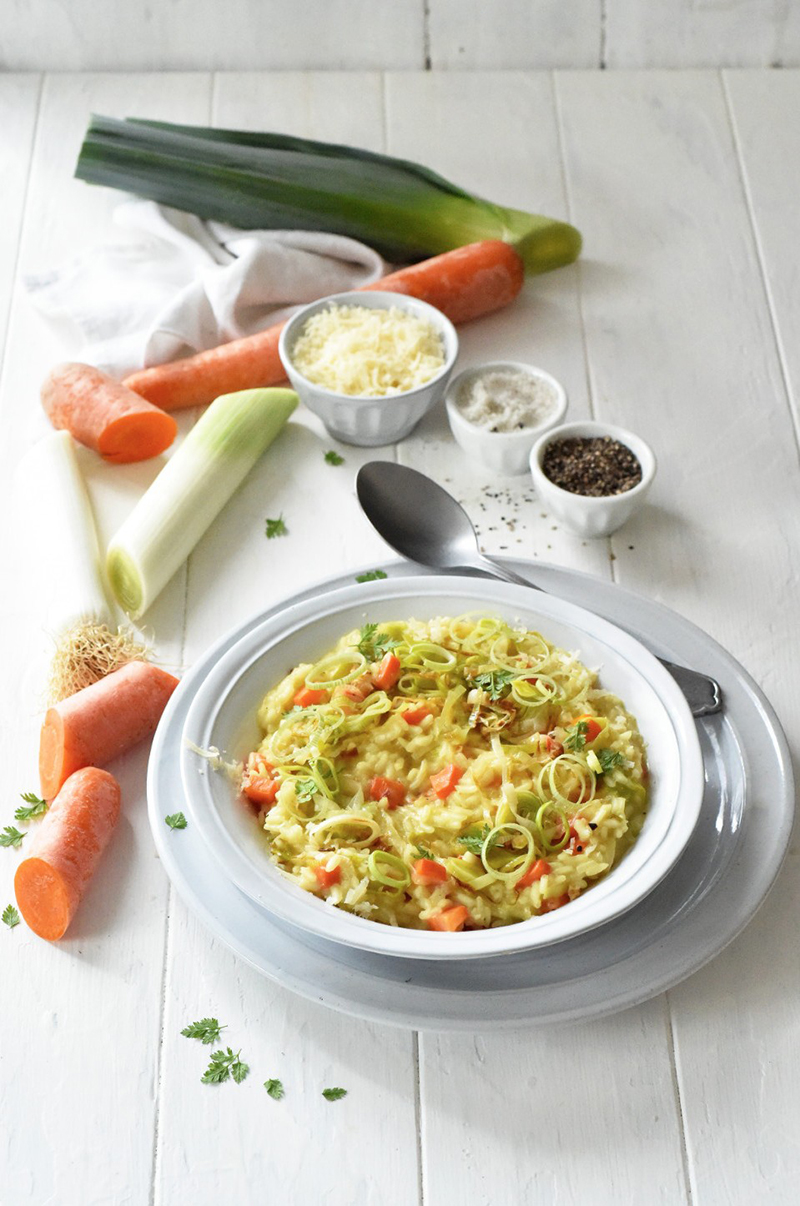 Risotto crémeux aux carottes de la Baie du Mont Saint-Michel et poireaux de Normandie