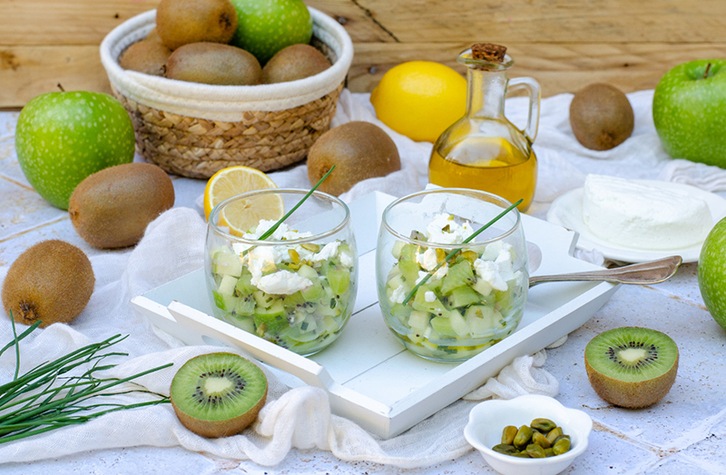 Tartare de kiwi, pomme et chèvre frais