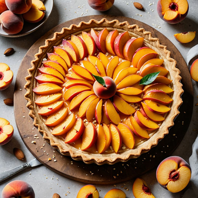 Tarte aux pêches fraîches avec crème d’amande