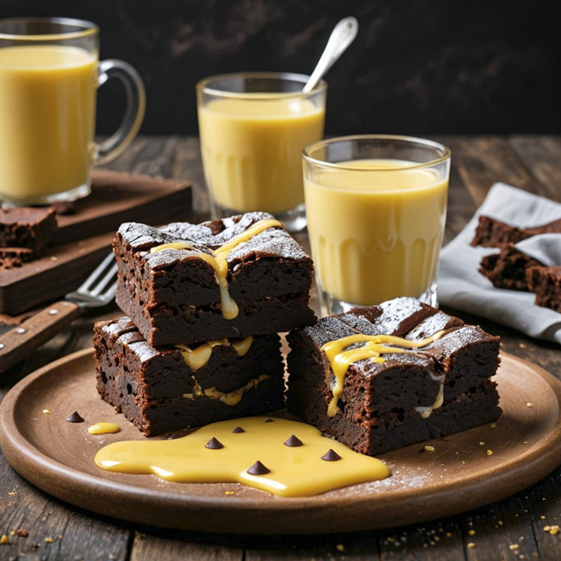 Brownie au chocolat et sa crème anglaise