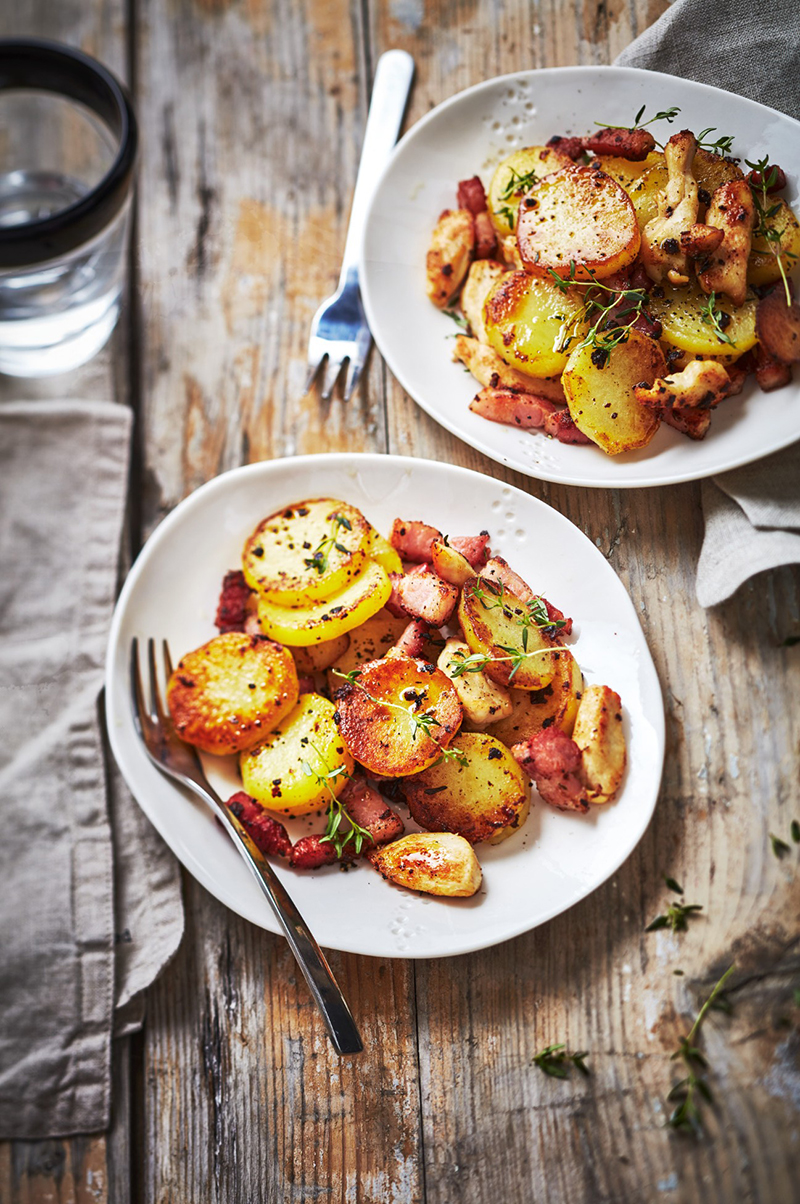 Poêlée de pommes de terre au poulet