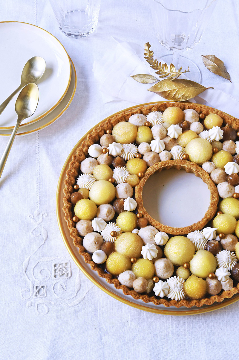 Couronne poire chocolat et chantilly à la crème de marron