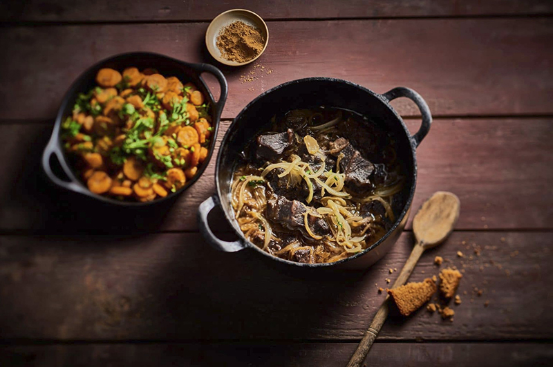 Carbonade de joue de bœuf, carottes au cumin