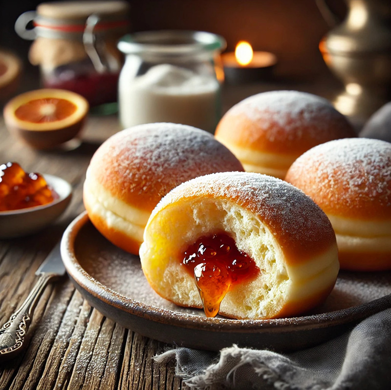 Beignets fourrés à la confiture