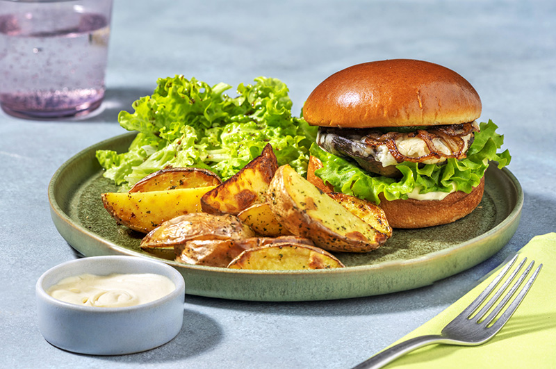 Burger veggie : portobello glacé au balsamique