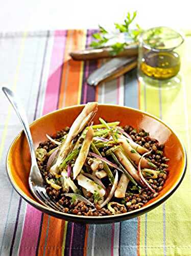 Couteaux en salade de lentilles