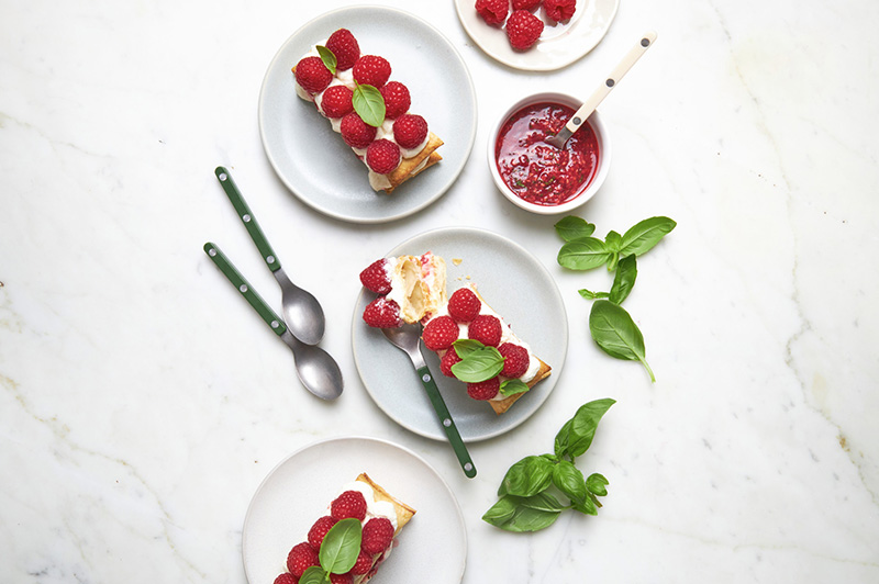 Millefeuillle framboise & basilic facile