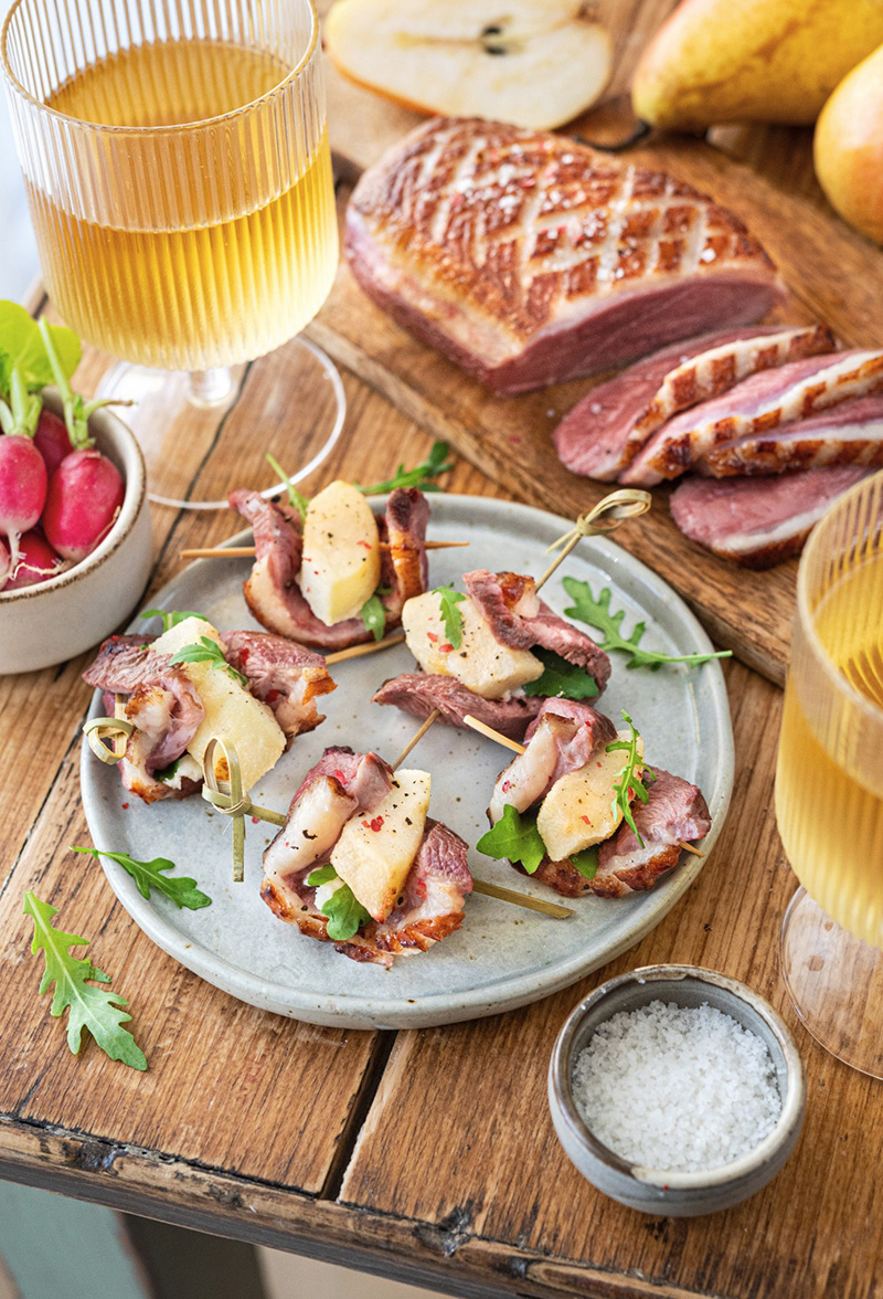 Tapas de Magret à la poire et Gorgonzola