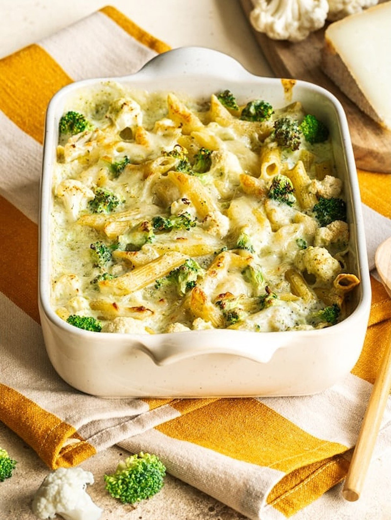 Gratin de penne végétales brocoli et chou-fleur