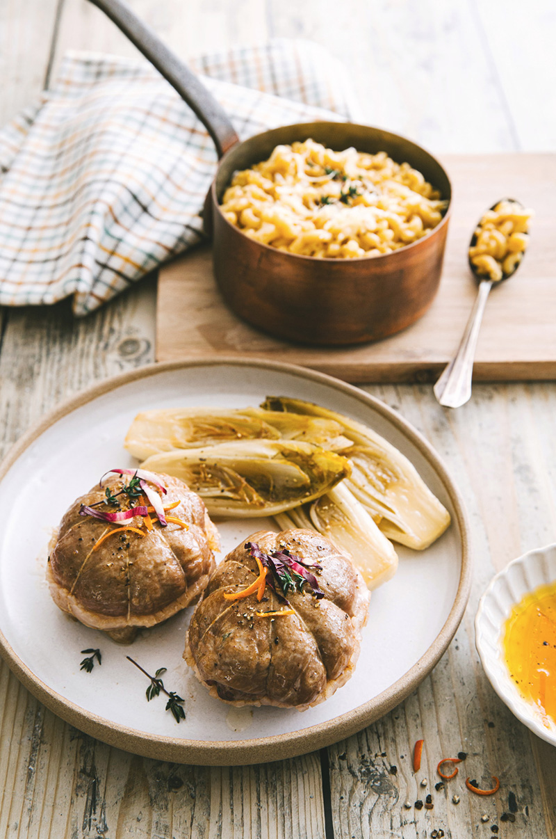 Paupiettes de veau, coquillettes comme un risotto