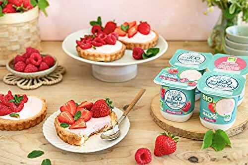 Tartelettes au yaourt mixé Les 300 Laitiers Bio à la fraise ou à la framboise