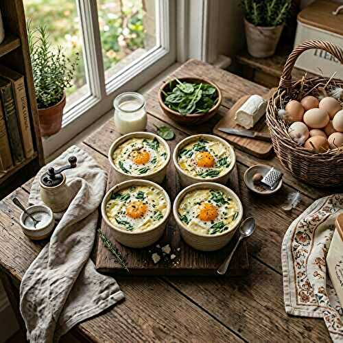 Les œufs cocotte épinards & chèvre