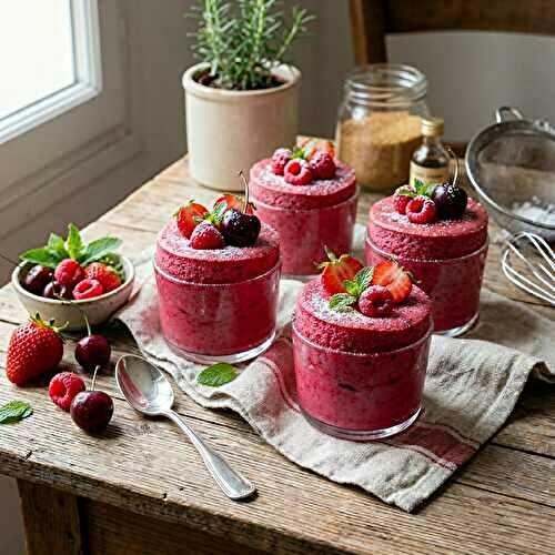 Soufflé glacé aux fruits rouges en verrines