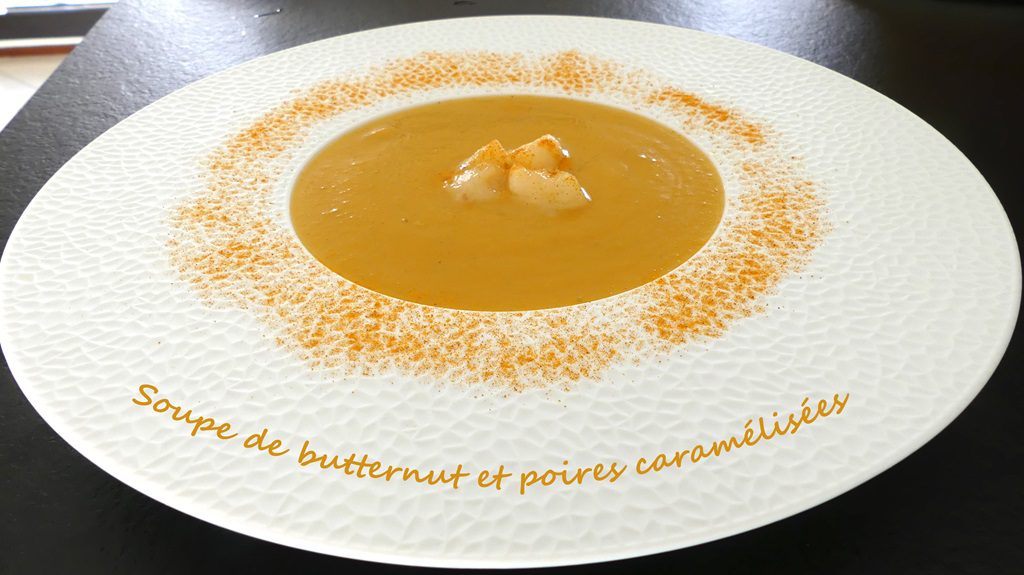 Soupe de butternut et poires caramélisées *  – Foodista challenge # 115