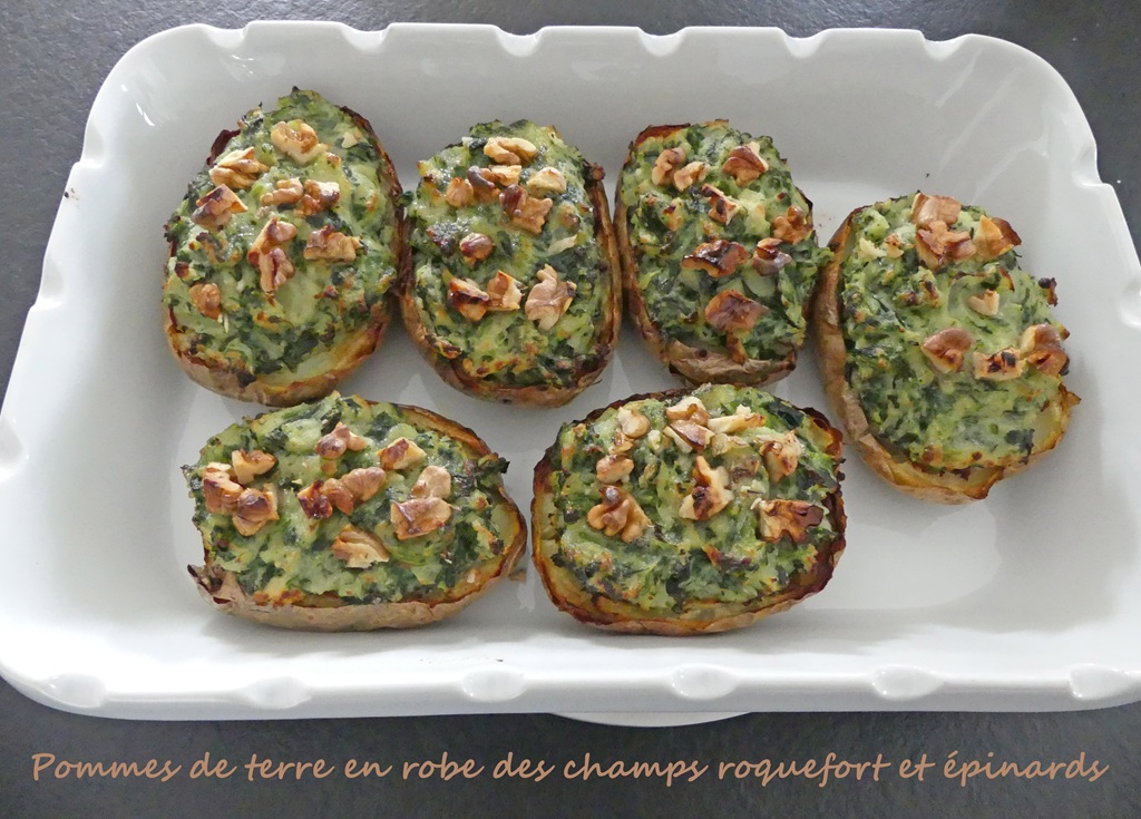 Pommes de terre en robe des champs roquefort et épinards* – Bal du livre