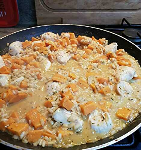 Risotto au Poulet, Patates douces et lait de coco