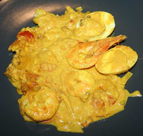 Curry de gambas et œuf
