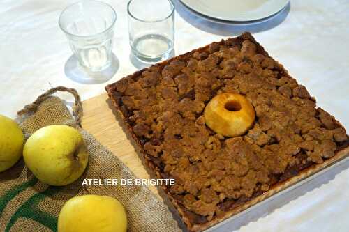 Tarte aux pommes caramélisées, Streusel amandes , recette du Chef Yannick Lefort