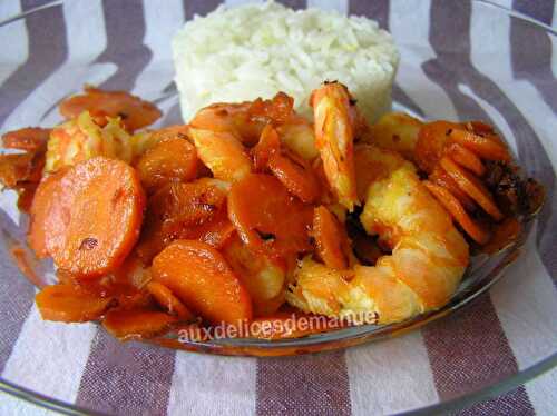 Poêlée de carottes au pamplemousse et crevettes