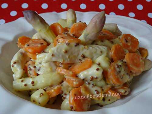 Sauté de poulet aux asperges et carottes sauce crémeuse moutardée -LIGHT-