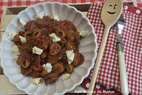 One pot pasta sauce tomate au chorizo et crottin de chèvre