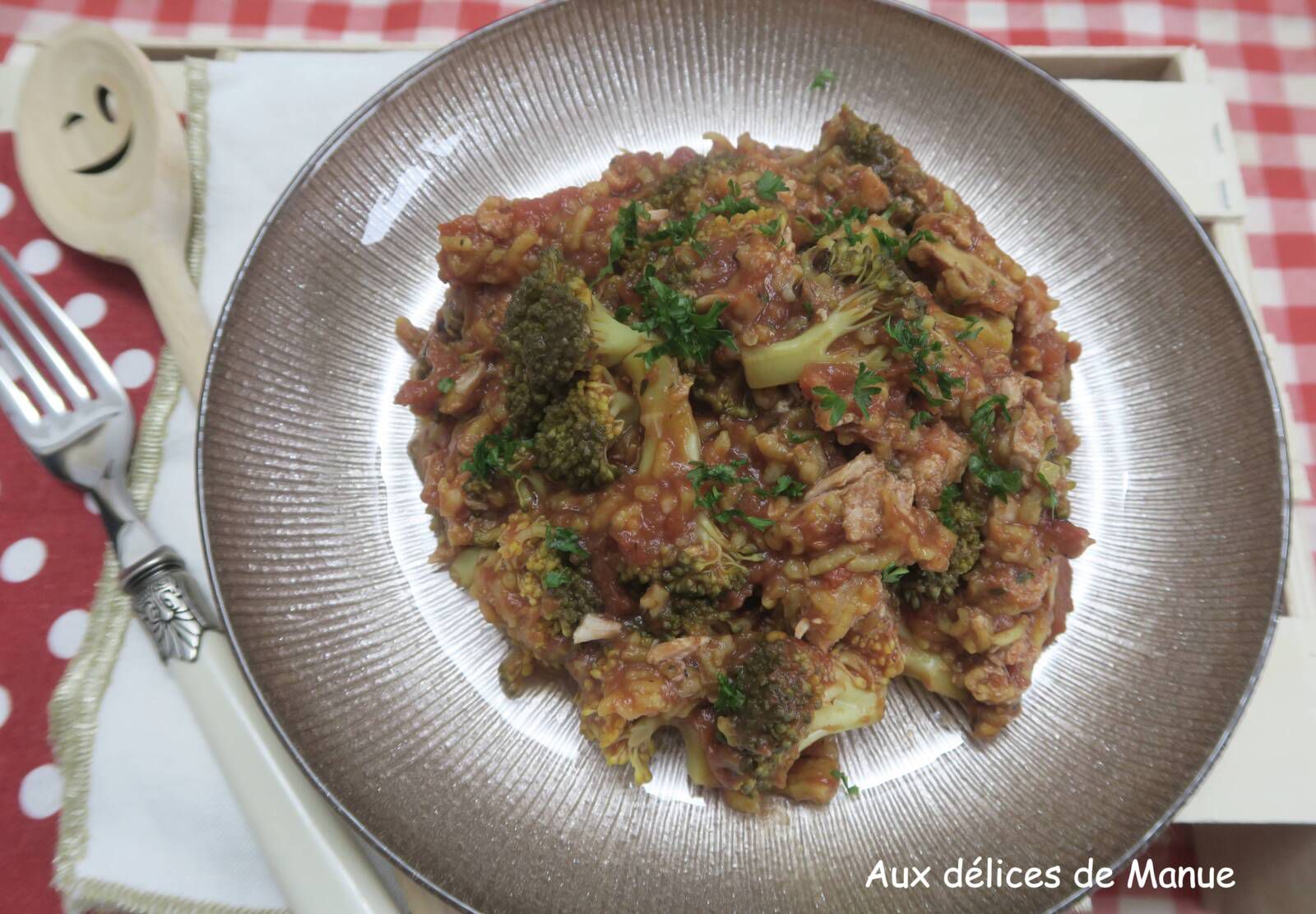 Marmite de riz au thon et brocolis aux tomates pelées - light 