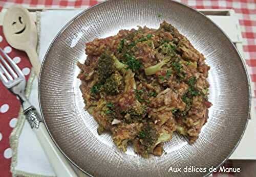 Marmite de riz au thon et brocolis aux tomates pelées - light 