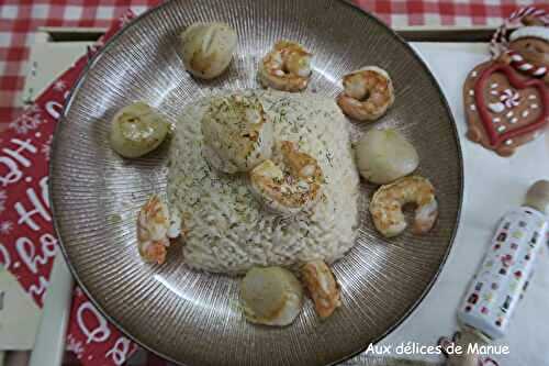 Risotto aux noix de Saint-Jacques et crevettes