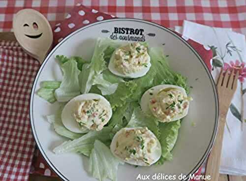 Œufs mimosa au chèvre frais et tomates séchées 