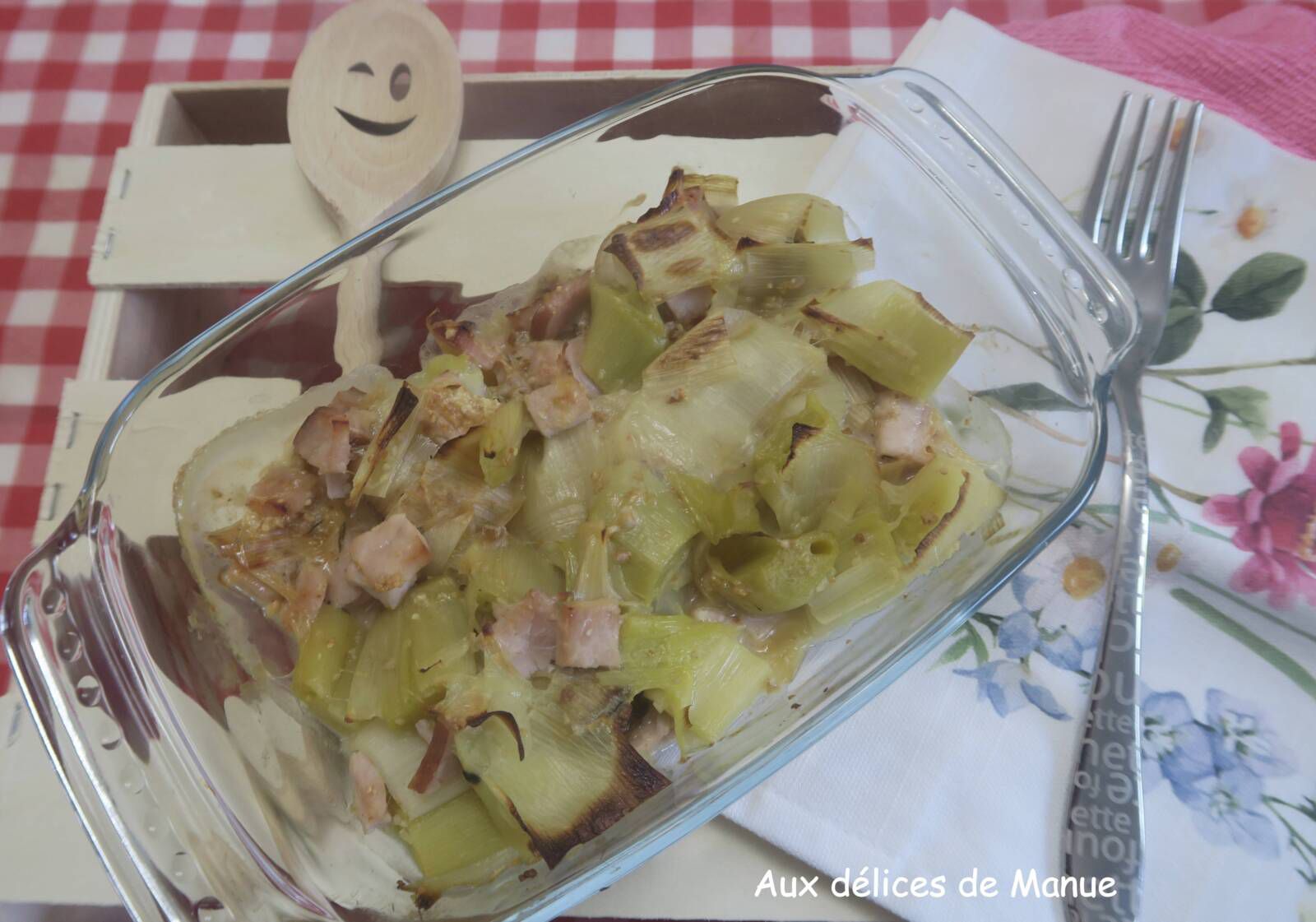 Gratin de poireaux et jambon à la cancoillotte à l'Air Fryer ou au four -light