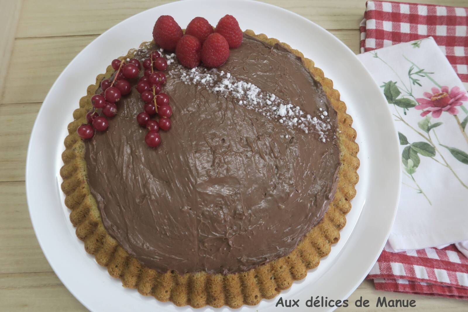 Tarte renversée à la pistache et crème pâtissière au chocolat  