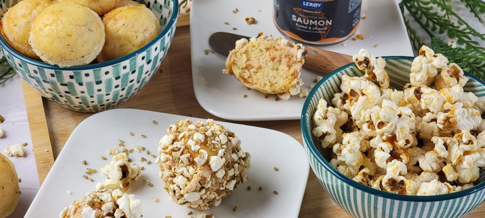 Pop cake de saumon et pop corn pour l'apéritif 