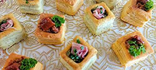 Cubes de pesto au citron, tomates séchées et parme