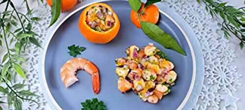 Ceviche sucré-salé à la clémentine de Menton et crevettes