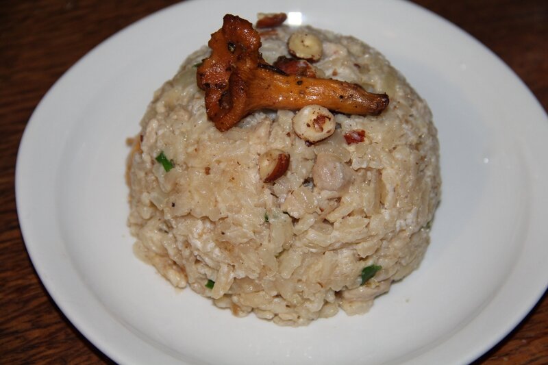 RISOTTO D'AUTOMNE DINDE, GIROLLES ET NOISETTES