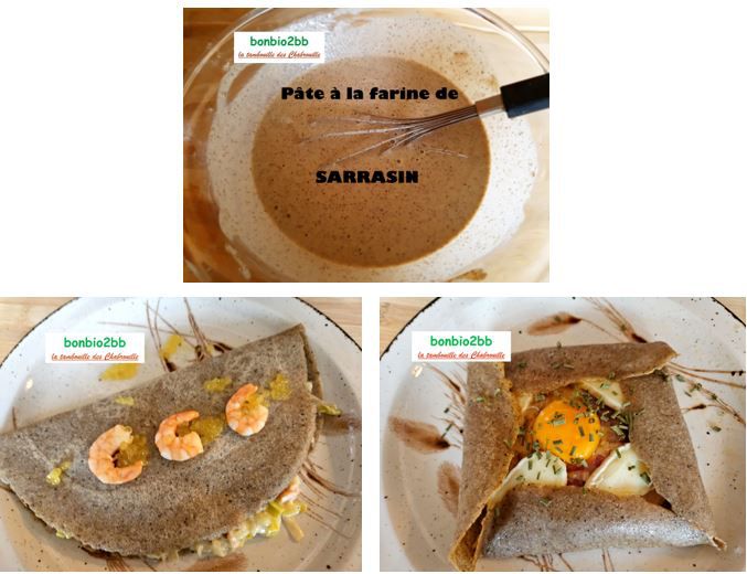 Duo de galettes de sarrasin : Poireaux/Crevettes et Dinde/Brebis/Oignon rouge