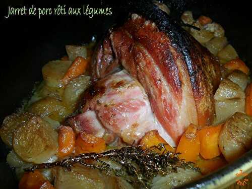 Jarret de porc rôti aux légumes