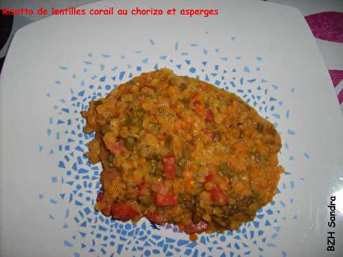 Risotto de lentilles corail au chorizo et asperges