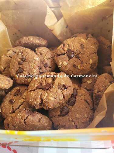 Cookies au beurre de cacahuètes flocons d’avoine et chocolat noir