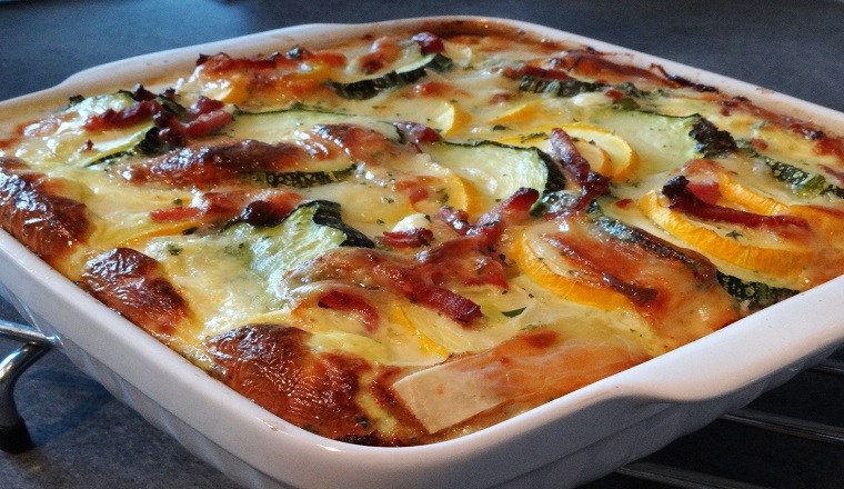 Gratin de courgettes aux lardons