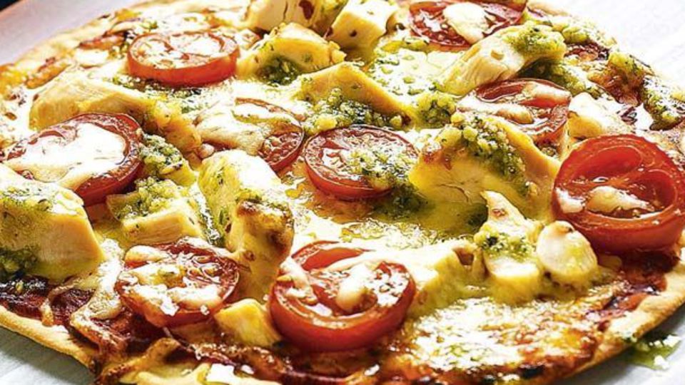 Pizza poulet-pesto