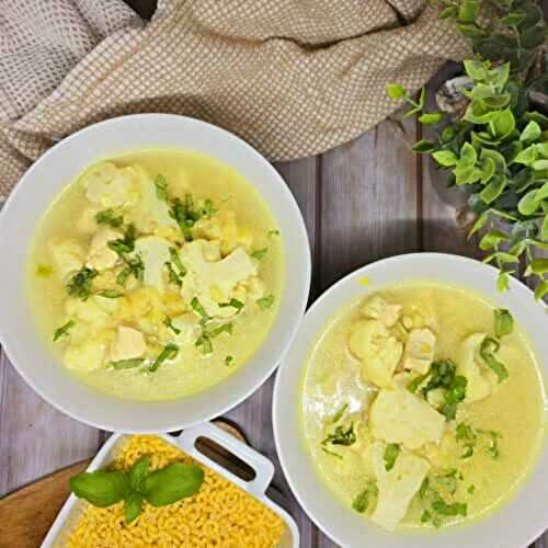 Bouillon coquillettes poulet et chou fleur