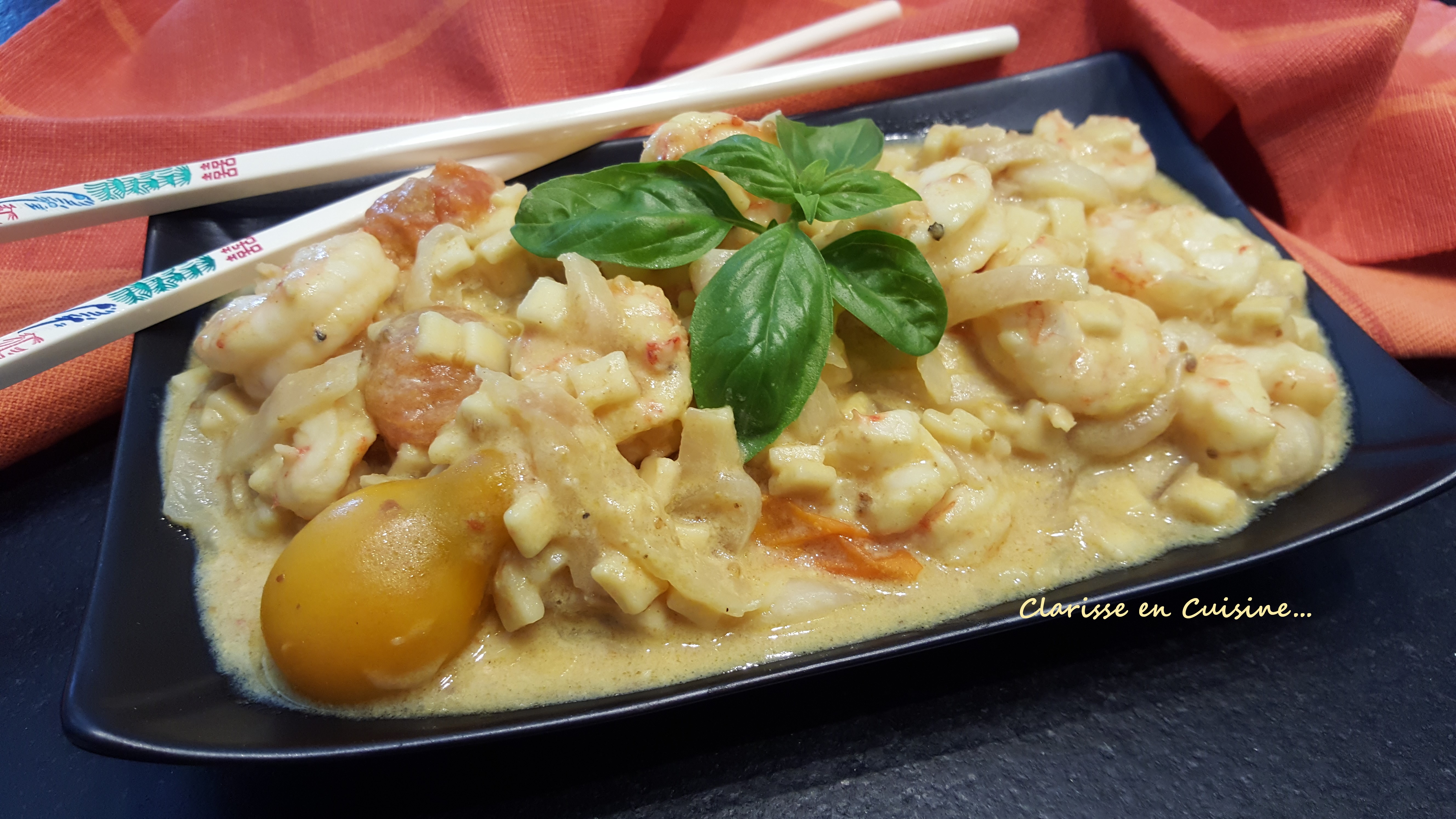 One pot de crozets et crevettes sauce coco