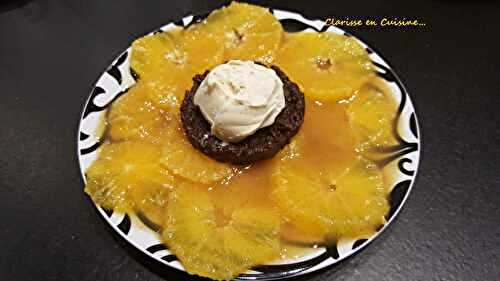 Carpaccio d’oranges au Cointreau sur croquants de speculoos au chocolat