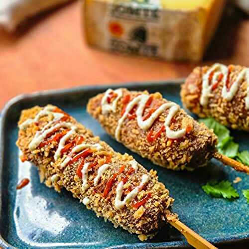 Corn Dogs au Comté, sauce aux oignons