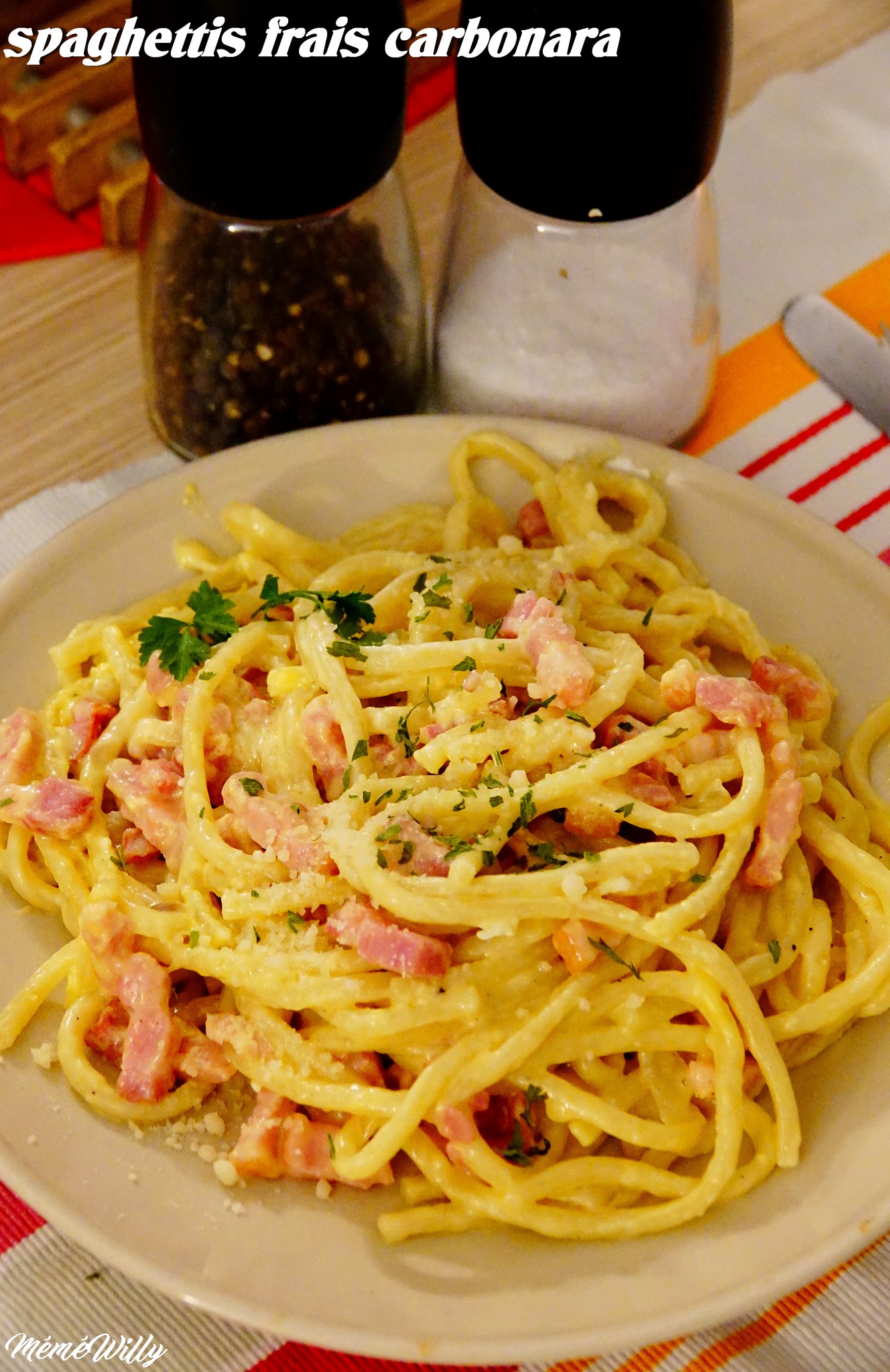 TAGLIATELLES OU SPAGHETTIS FRAIS FACON CARBONARA