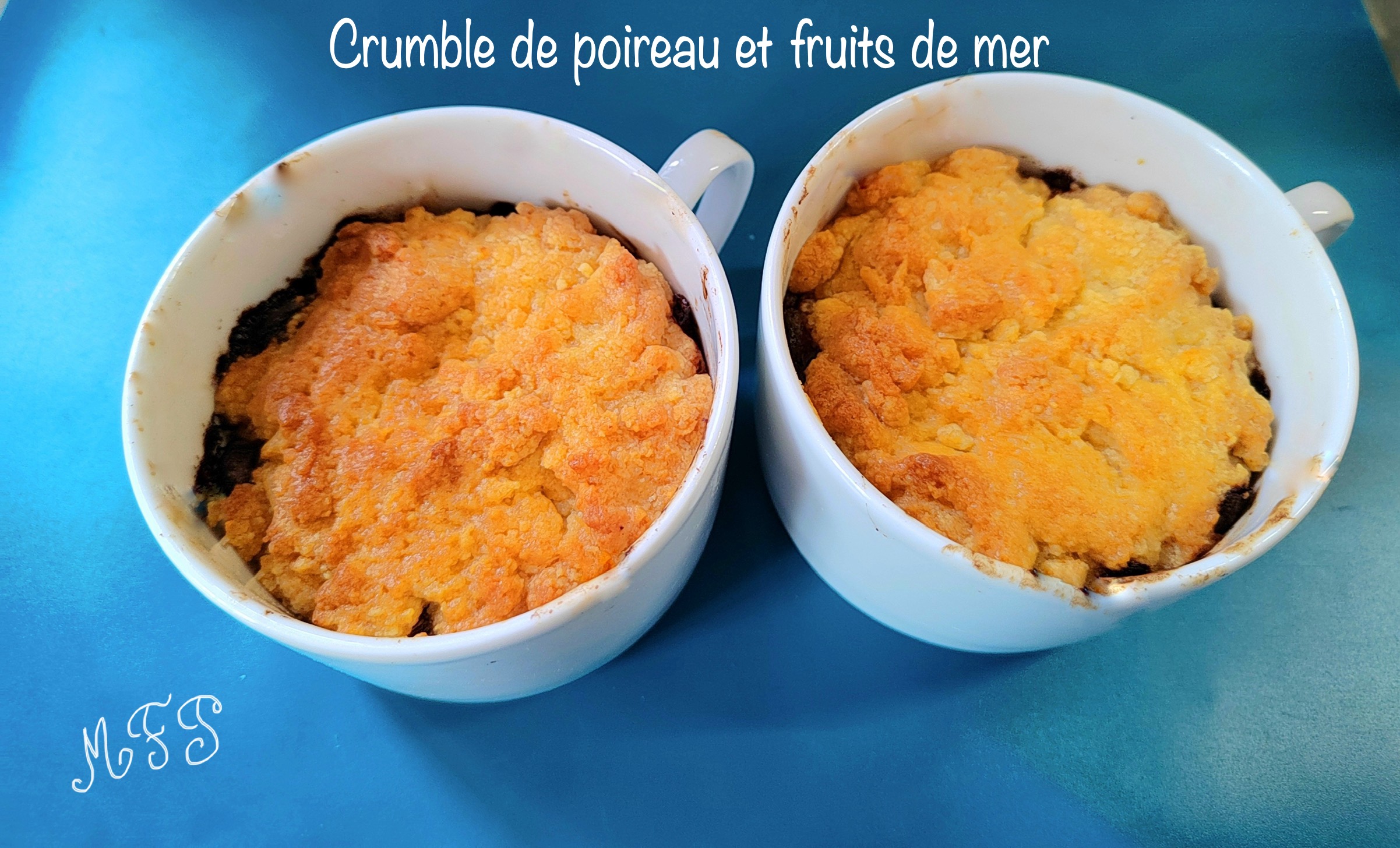 Crumble de poireau et fruits de mer